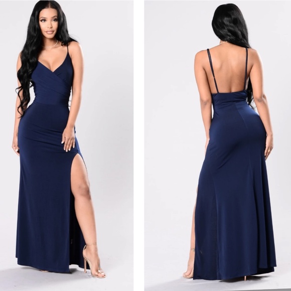 Fashion Nova High Street Maxi Dress - Navy - Picture 1 of 5